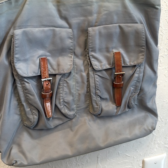 PRADA TESSOTO  rare NYLON POCKETED TOTE  grayish blue - Picture 4 of 10